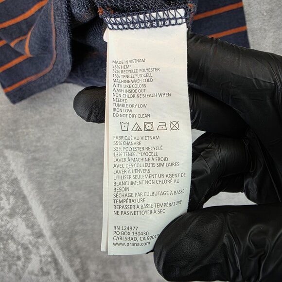 prAna Sweater Womens Small Blue Orange Striped Boatneck Hemp Blend Pullover - Picture 7 of 8